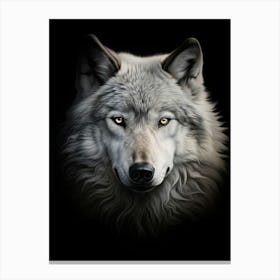 Himalayan Wolf Portrait Black And White 1 Canvas Print