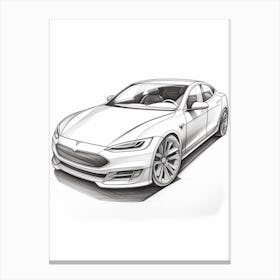 Tesla Model S Line Drawing 4 Canvas Print