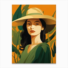 Portrait Of A Woman In A Hat 2 Canvas Print