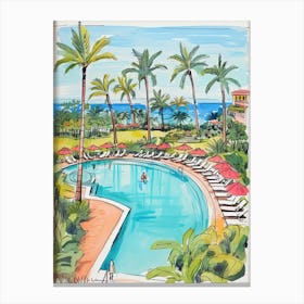 The Ritz Carlton, Kapalua   Maui, Hawaii   Resort Storybook Illustration 2 Canvas Print