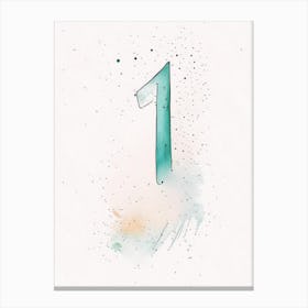 1, Number, Education Minimalist Watercolour 1 Canvas Print
