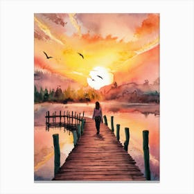 Sunset On The Pier Canvas Print