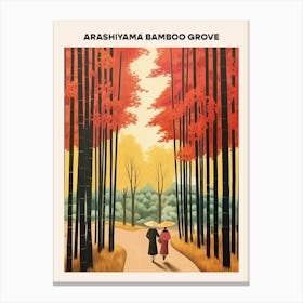 Arashiyama Bamboo Grove Midcentury Travel Poster Canvas Print