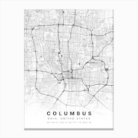 Columbus Ohio USA White Map Canvas Print