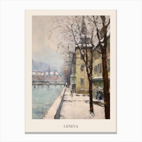 Vintage Winter Painting Poster Geneva Switzerland Canvas Print