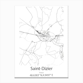 Saint Dizier,France Minimalist Map Canvas Print