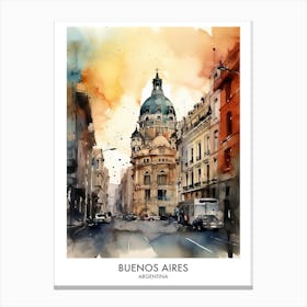 Buenos Aires Argentina Watercolour Travel Poster 1 Canvas Print