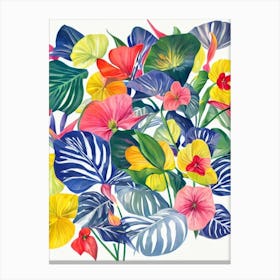Anthurium Modern Colourful Flower Canvas Print