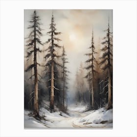 Winter Pine Forest Christmas Painting (12) Canvas Print