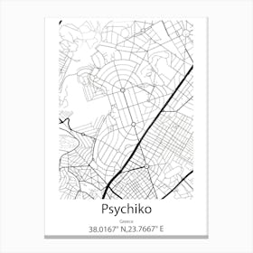 Psychiko,Greece Minimalist Map Canvas Print