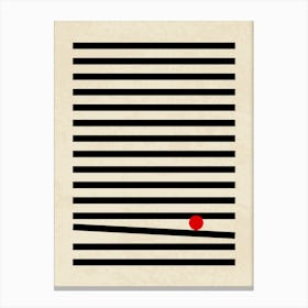 Minimalist Lines with Red Circle Abstract Art Stampe su tela