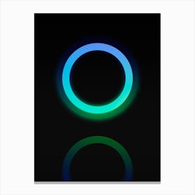 Neon Blue and Green Abstract Geometric Glyph on Black n.0060 Canvas Print