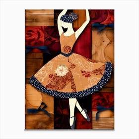 Ballerina Wood Polka Dots Canvas Print