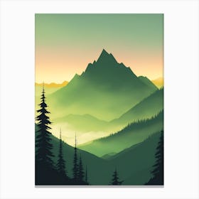 Misty Mountains Vertical Composition In Green Tone 221 Canvas Print