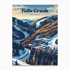 Falls Creek Australia Ski Digital Travel Illustration Canvas Print