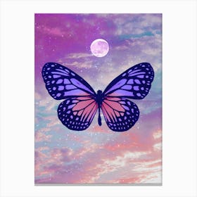 Moody Butterfly Moon Collage Canvas Print