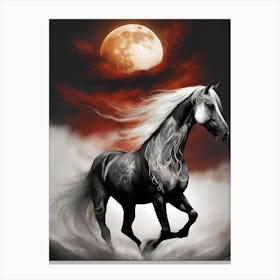 Horse In The Moonlight 19 Canvas Print