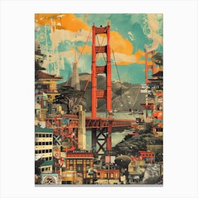 San Francisco   Retro Collage Style 2 Canvas Print