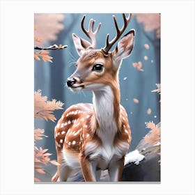 Deer In The Forest 4 Canvas Print