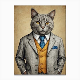 Cat In A Suit 10 Canvas Print