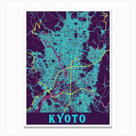 Kyoto Map Poster 1 Canvas Print