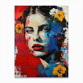 Woman With Flowers, Pop Art Canvas Print