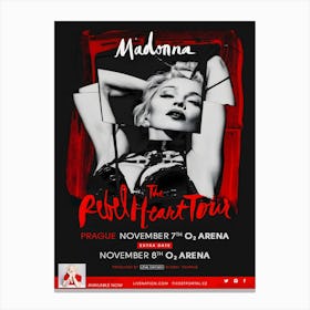 Madonna The Rebel Heart Tour 2015 Prague Concert Poster Canvas Print