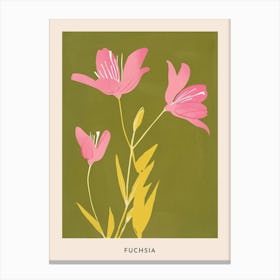 Pink & Green Fuchsia 1 Flower Poster Canvas Print