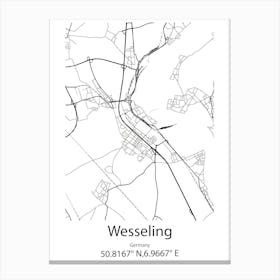 Wesseling,Germany Minimalist Map Canvas Print