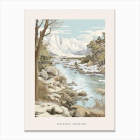 Vintage Winter Poster Patagonia Argentina 1 Canvas Print