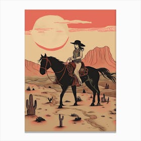 Cowgirl Riding A Horse In The Desert 2 Canvas Print