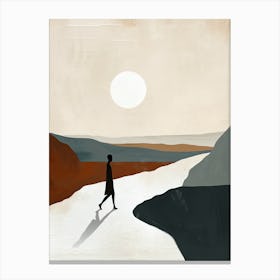 Man Walks Across The Desert, Minimalism Canvas Print