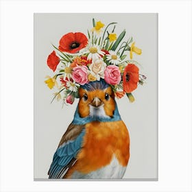 Bird With Flowers On Its Head Canvas Print