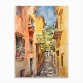 Taranto, Italy Watercolour Streets 3 Canvas Print