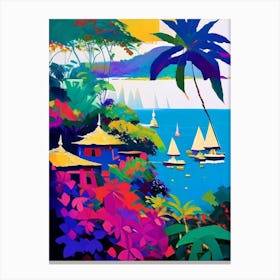 Bali Indonesia Colourful Painting Tropical Destination Canvas Print