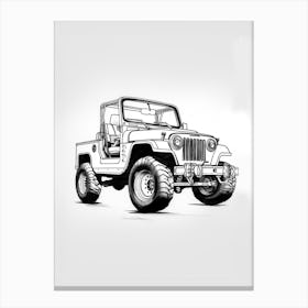 Jeep Wrangler Line Drawing 21 Canvas Print