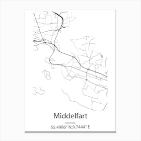 Middelfart,Denmark Minimalist Map Canvas Print