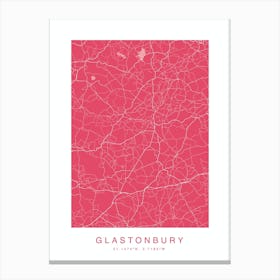 Glanstonbury Map Print Raspberry Canvas Print