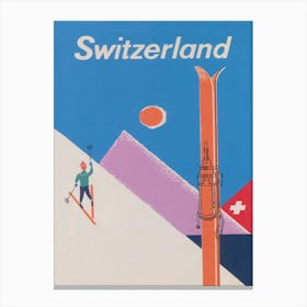 Switzerland Vintage Ski Poster Canvas Print