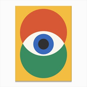 Bauhaus Single Eye, Cool, Pattern, exhibition, evil eye, aura, mystic, vibes, positivity, vintage, retro, modern, contemporary, classic, museum, shapes, abstract, geometric, European, colorful, summer, bold, yellow, decor Canvas Print