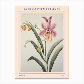 Orchid French Flower Botanical Poster Canvas Print