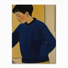 Boy In A Blue Sweater Canvas Print