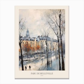 Winter City Park Poster Parc De Belleville Paris France 4 Canvas Print