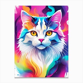 Colorful Cat Painting 2 Canvas Print