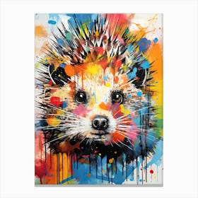 The City's Canvas: Hedgehog in Street Art Glory Canvas Print