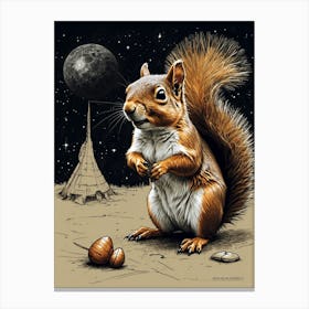 Squirrel On The Moon Canvas Print