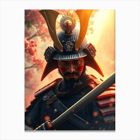 Samurai Warrior in Fire Canvas Print