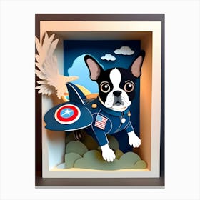 Boston Terrier In Flight-Reimagined Canvas Print