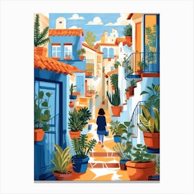 Illustration Of A Street In Spain Canvas Print