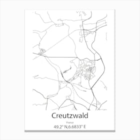 Creutzwald,France Minimalist Map Canvas Print